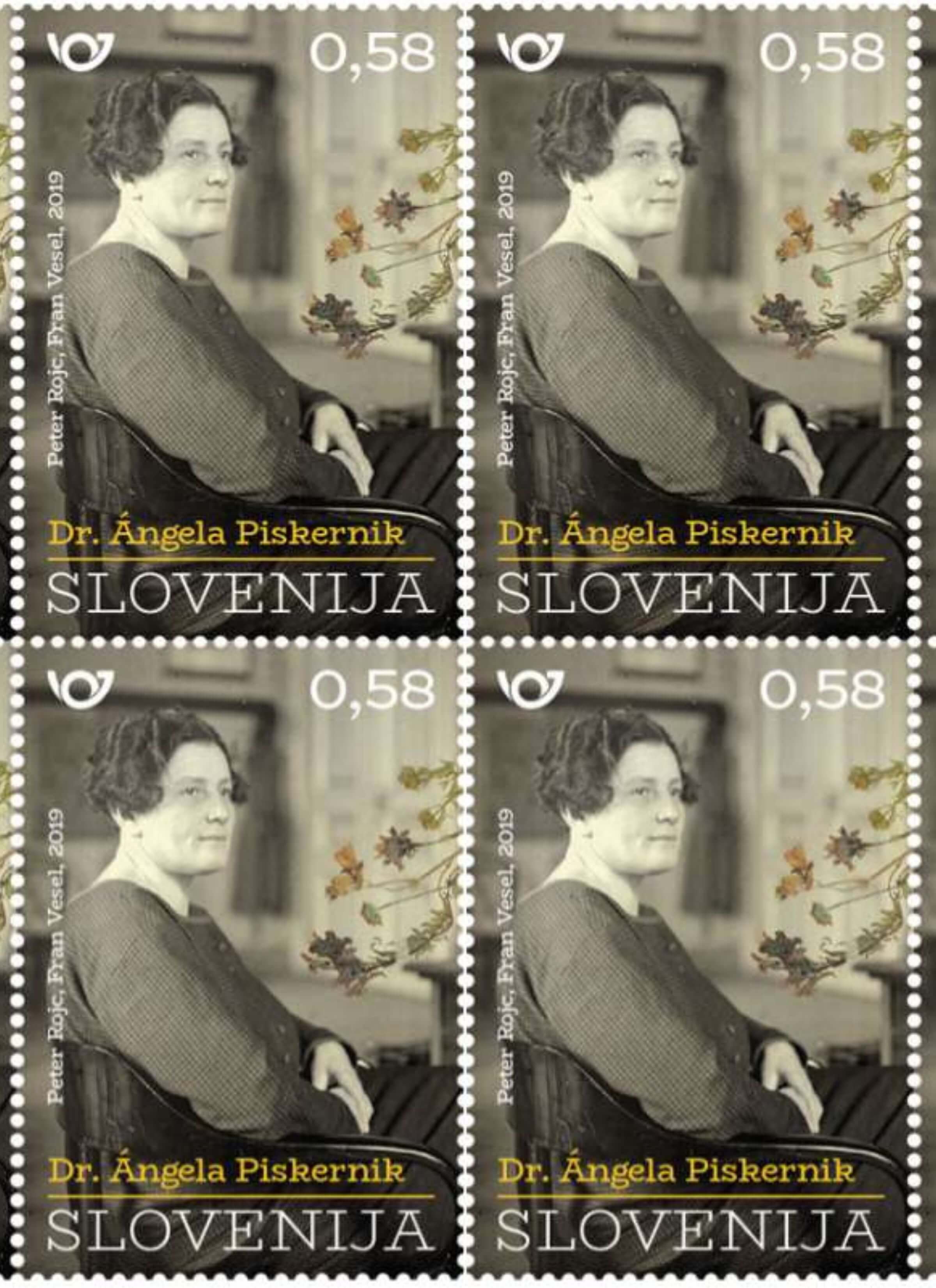 Postage stamps with Angela Piskernik on it, represented the country of Slovenia.