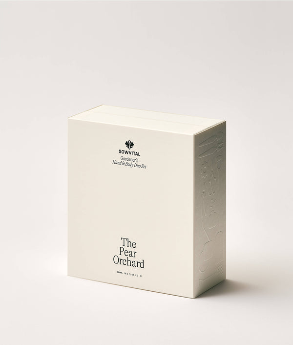White box with 'The Pear Orchard' branding on a light gray background