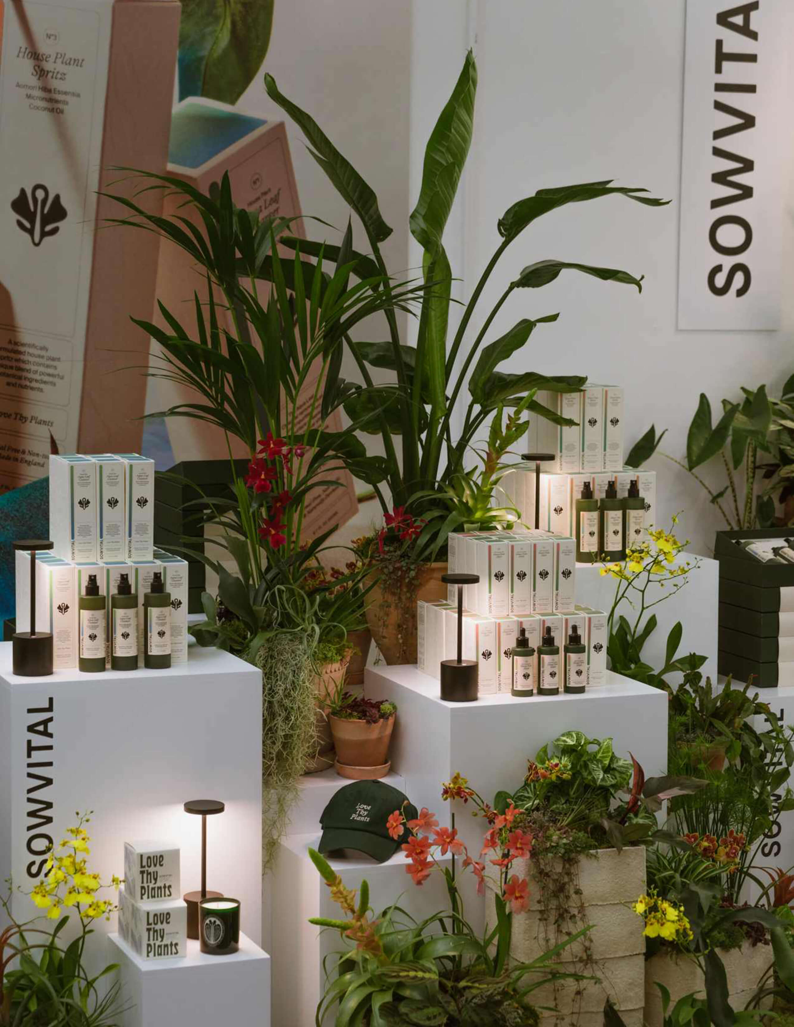 The Sowvital house plant products display an extensive collection of different plants/flowers.